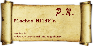 Plachta Milán névjegykártya